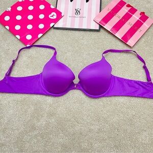 Retired Victoria’s Secret Sexy BBV Purple Satin Smooth Lined Demi Bra VS 34B